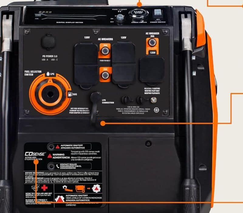 Generac IQ5200 Inverter Generator Control Panel